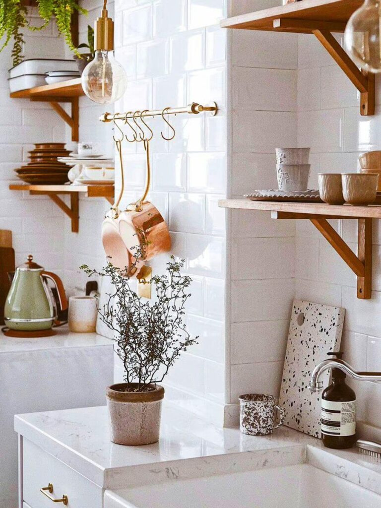 farmhouse open shelves